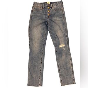 J. Crew size 28 Vintage Straight Distressed Button-Fly Jeans raw hem like new